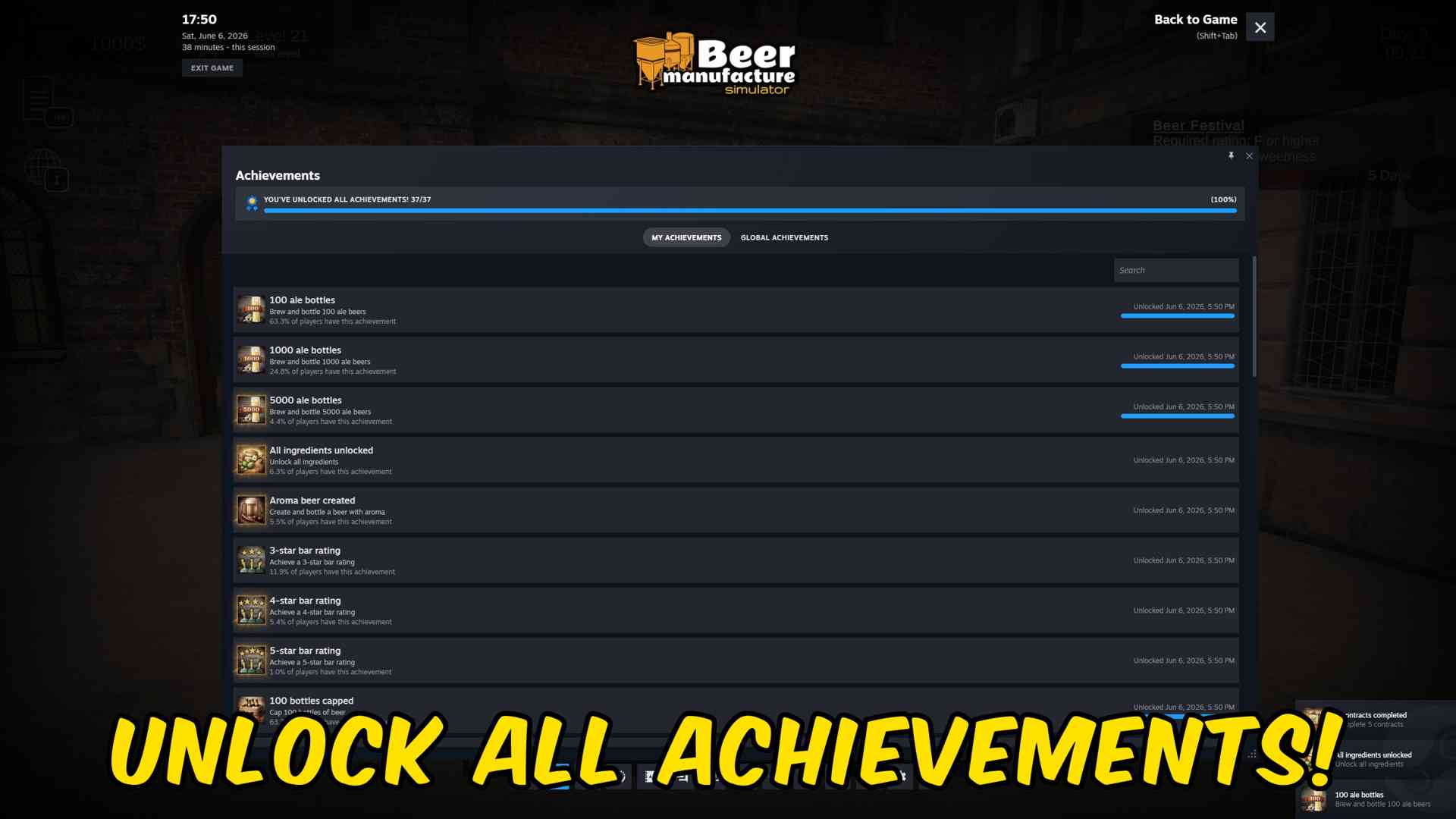 Beer Manufacture Simulator — Achievement Unlocker (screenshot 2)